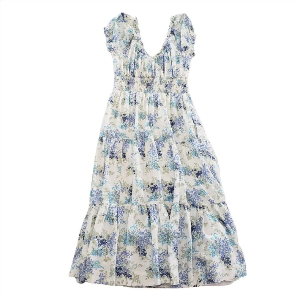 Abercrombie Floral Smocked Midi Dress L